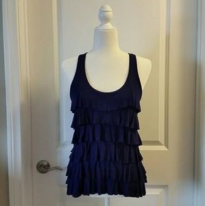 ✨🛍️ 🏵 Flirty Purple Ruffled Tank Top Racerback XS